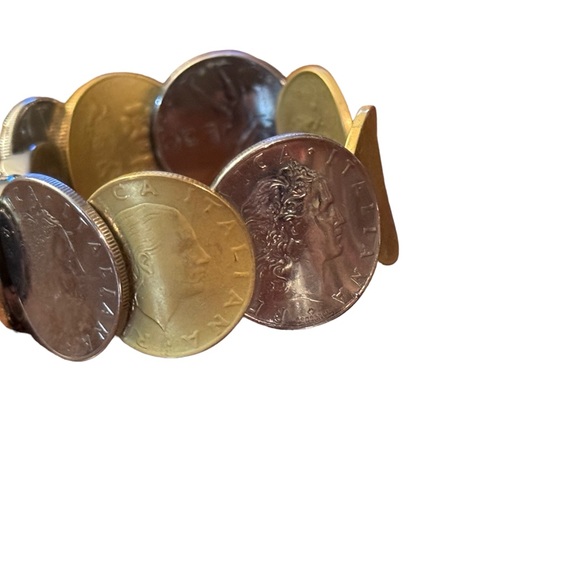 Coin bezel Gold/stainless Italy Italian Repvbblica L 500 Coin Bracelet - Picture 5 of 7